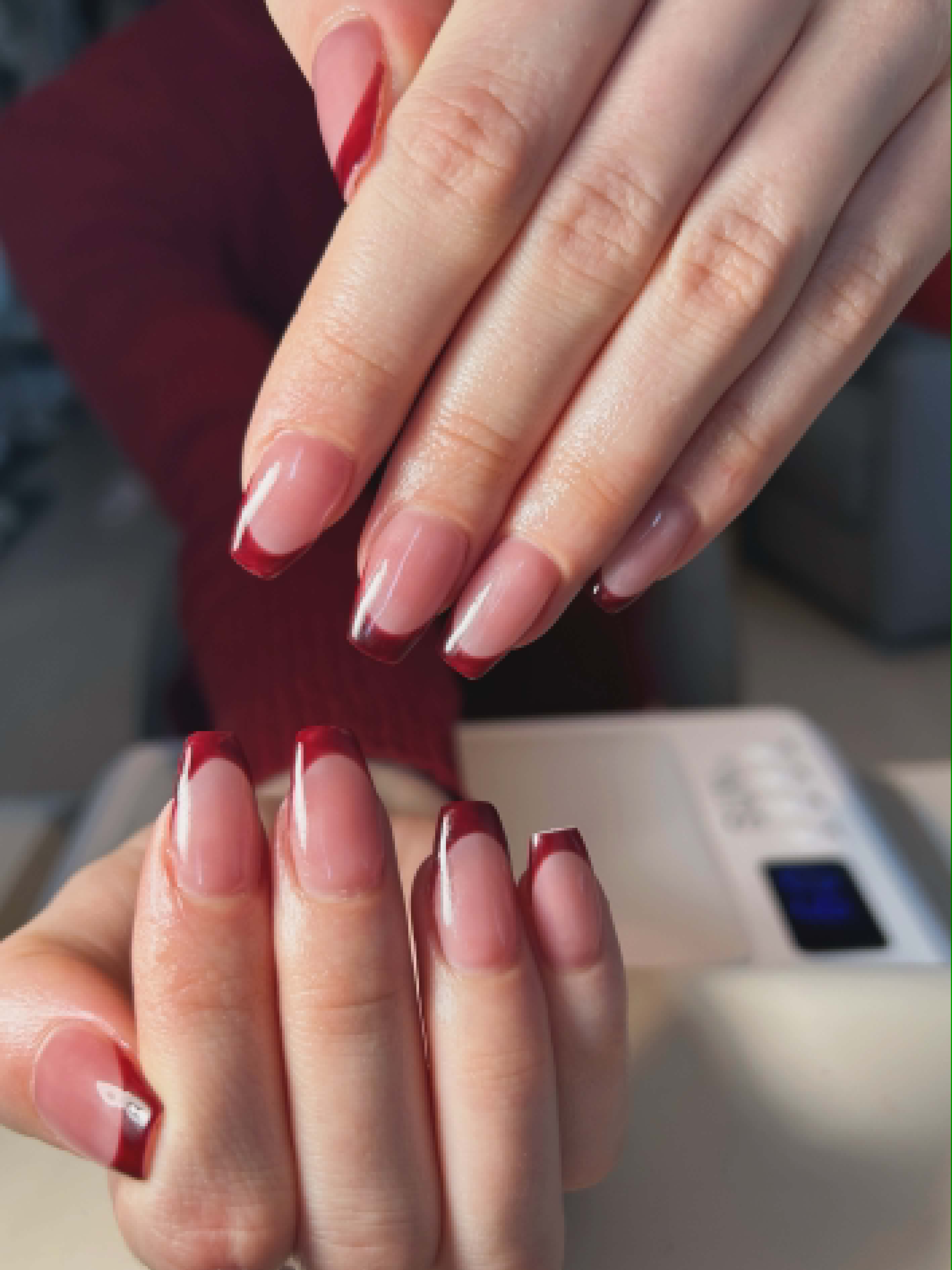 GiGi Nails Vantaa — burgundy tip gel nail art