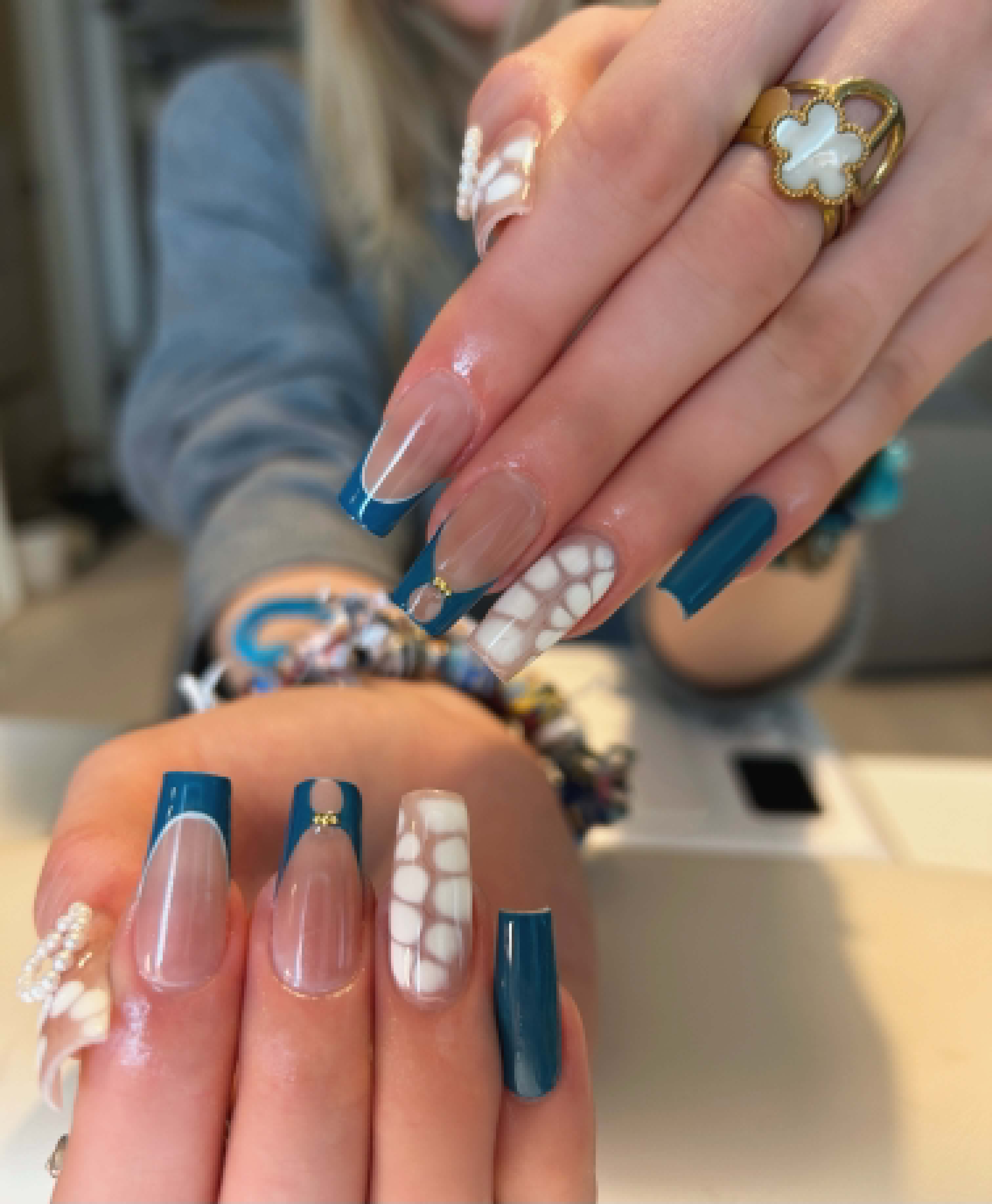 GiGi Nails Vantaa — blue textured gel manicure