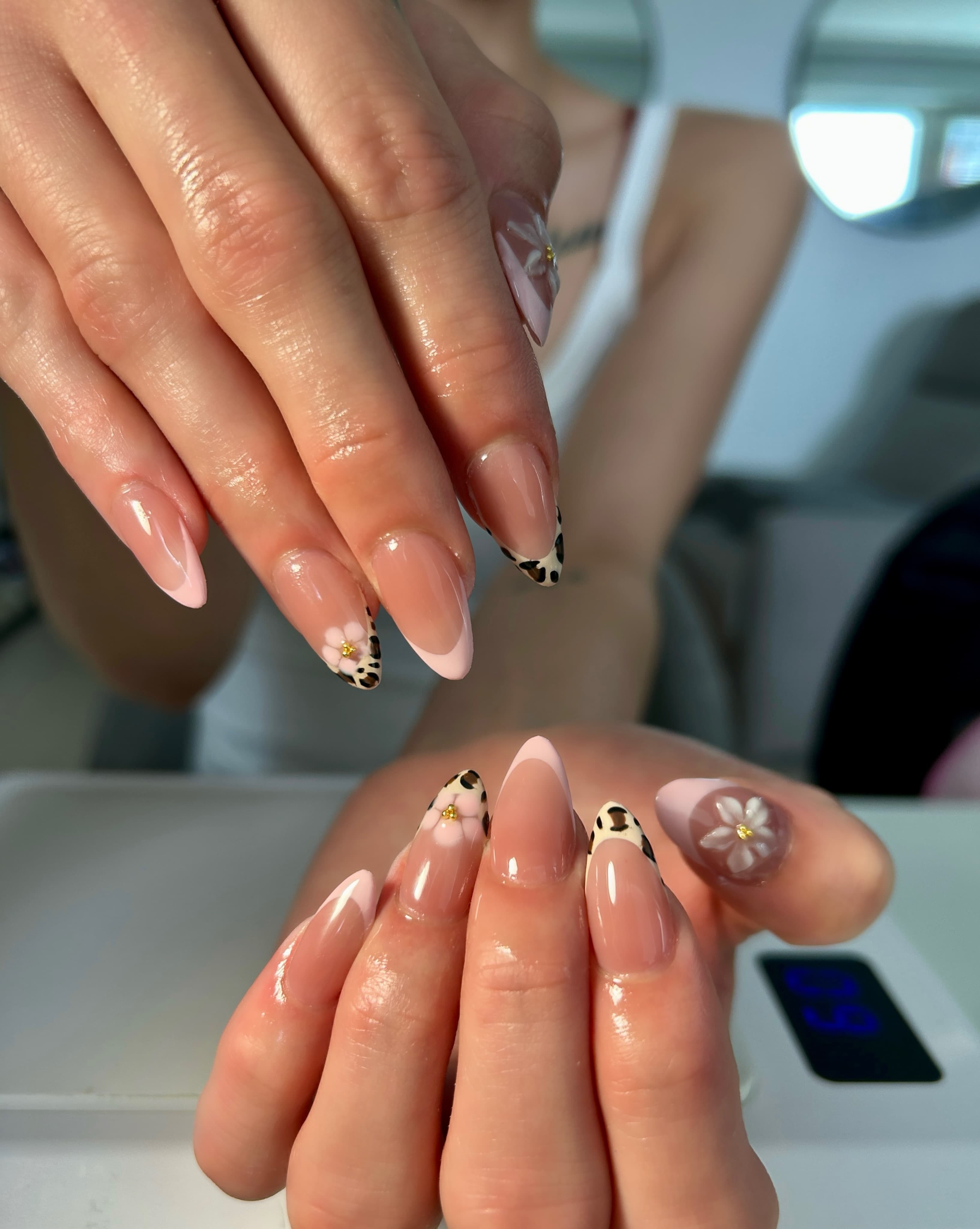 GiGi Nails Vantaa — blush French tip floral nail art